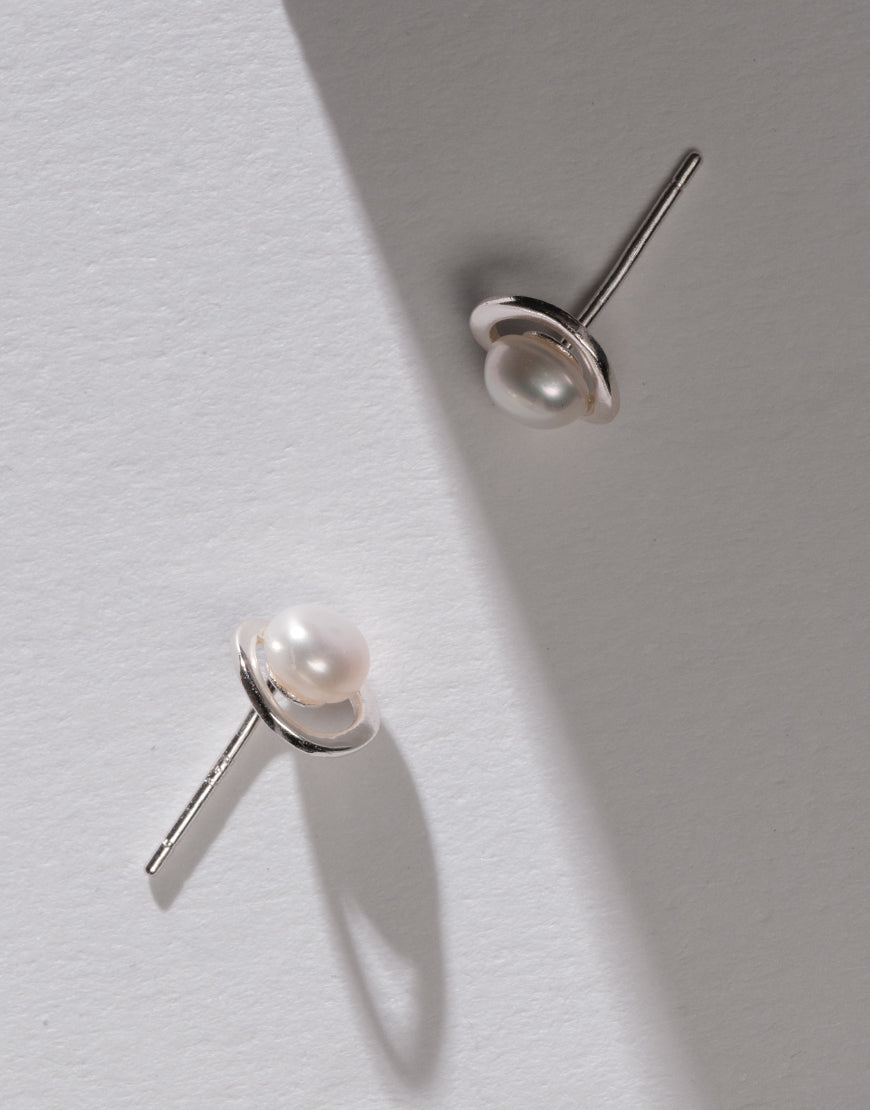Silver Stud with Pearls and Stones
