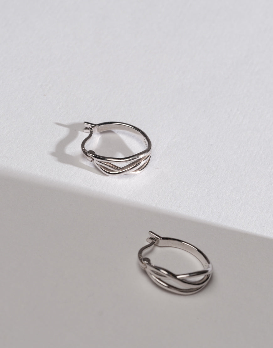 Silver Layered Crossover Hoop