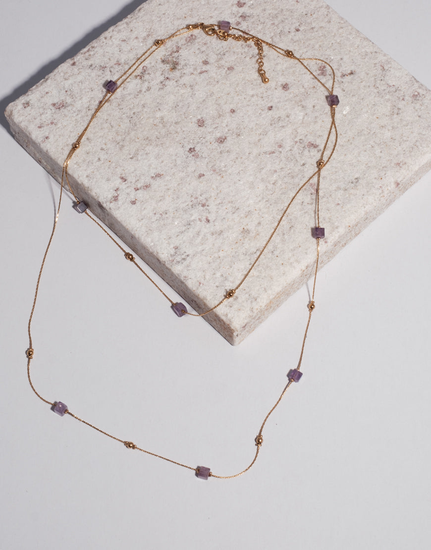 Two Layered Purple Bead Necklace
