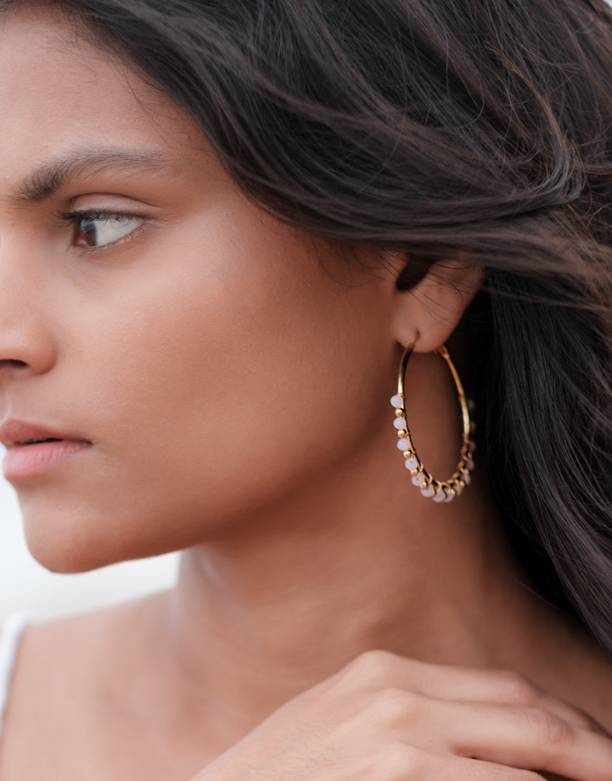 Large hoops with Pink Beads