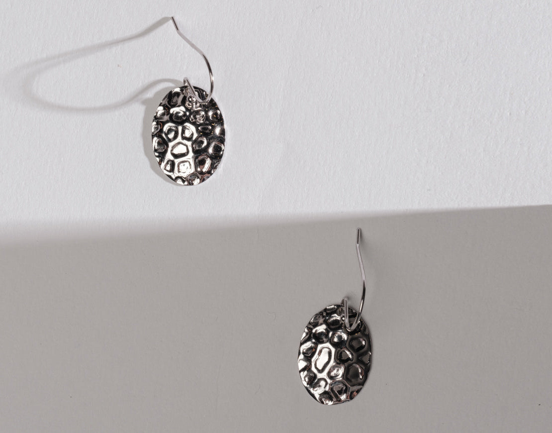 Beated Design Oval Dangle Earring