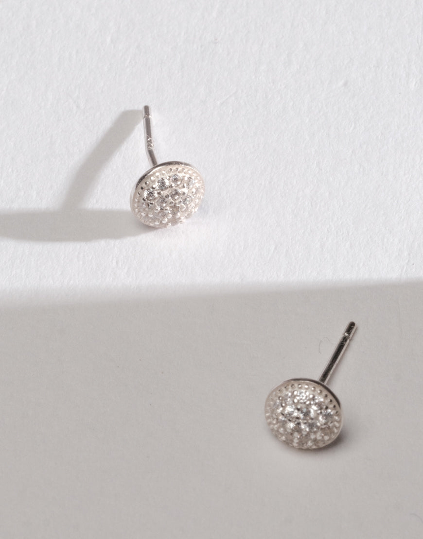 Silver Stud with White Stones