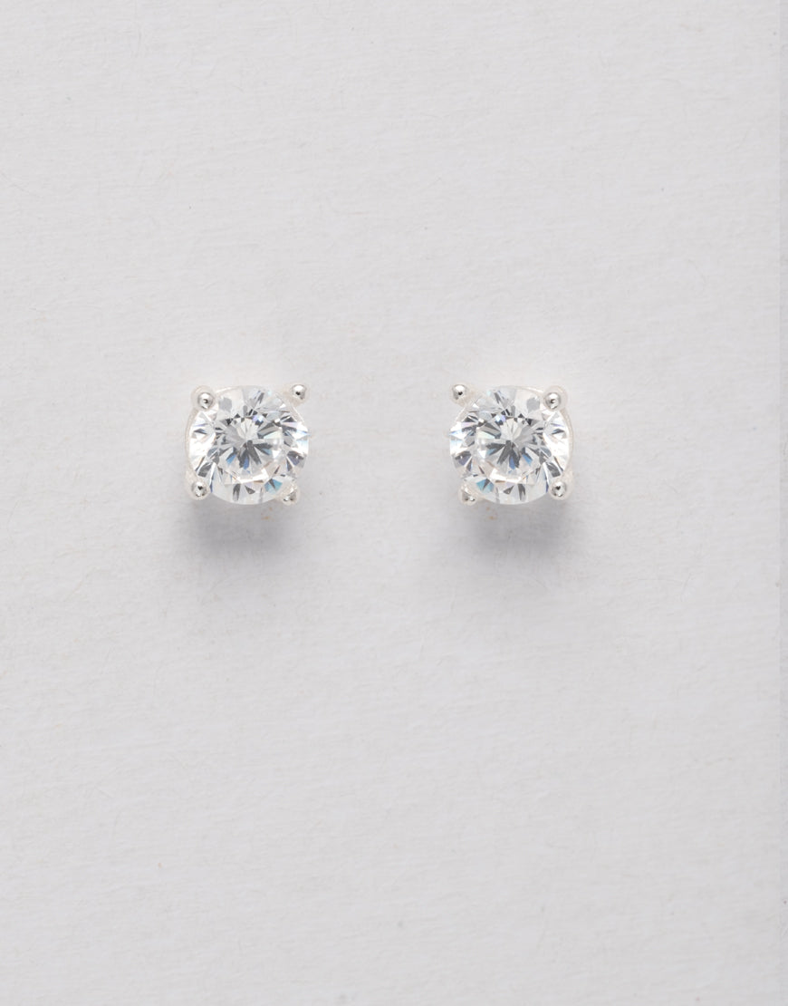3mm Silver Stud with White Stone