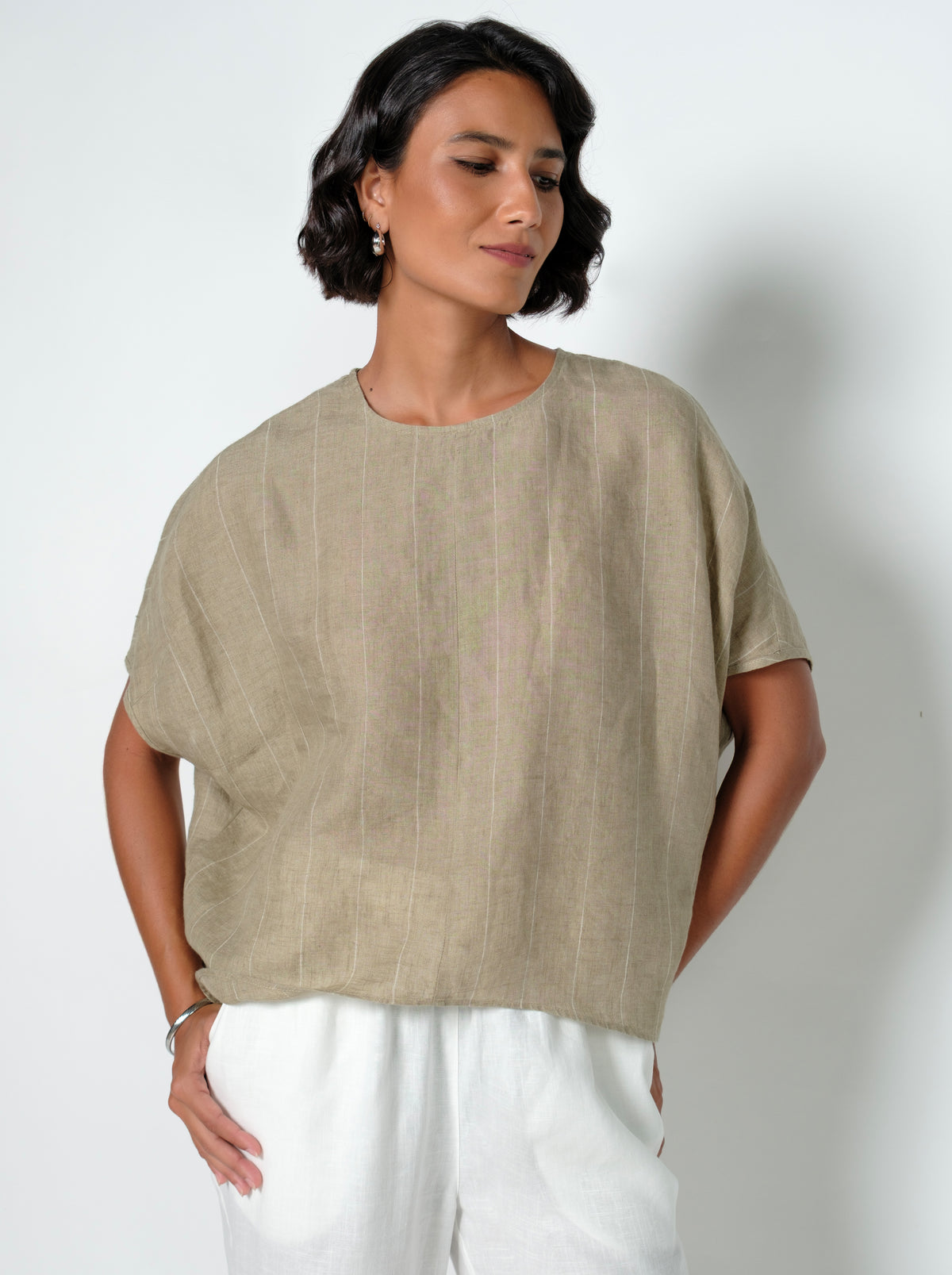Brady Linen Short Sleeve Top