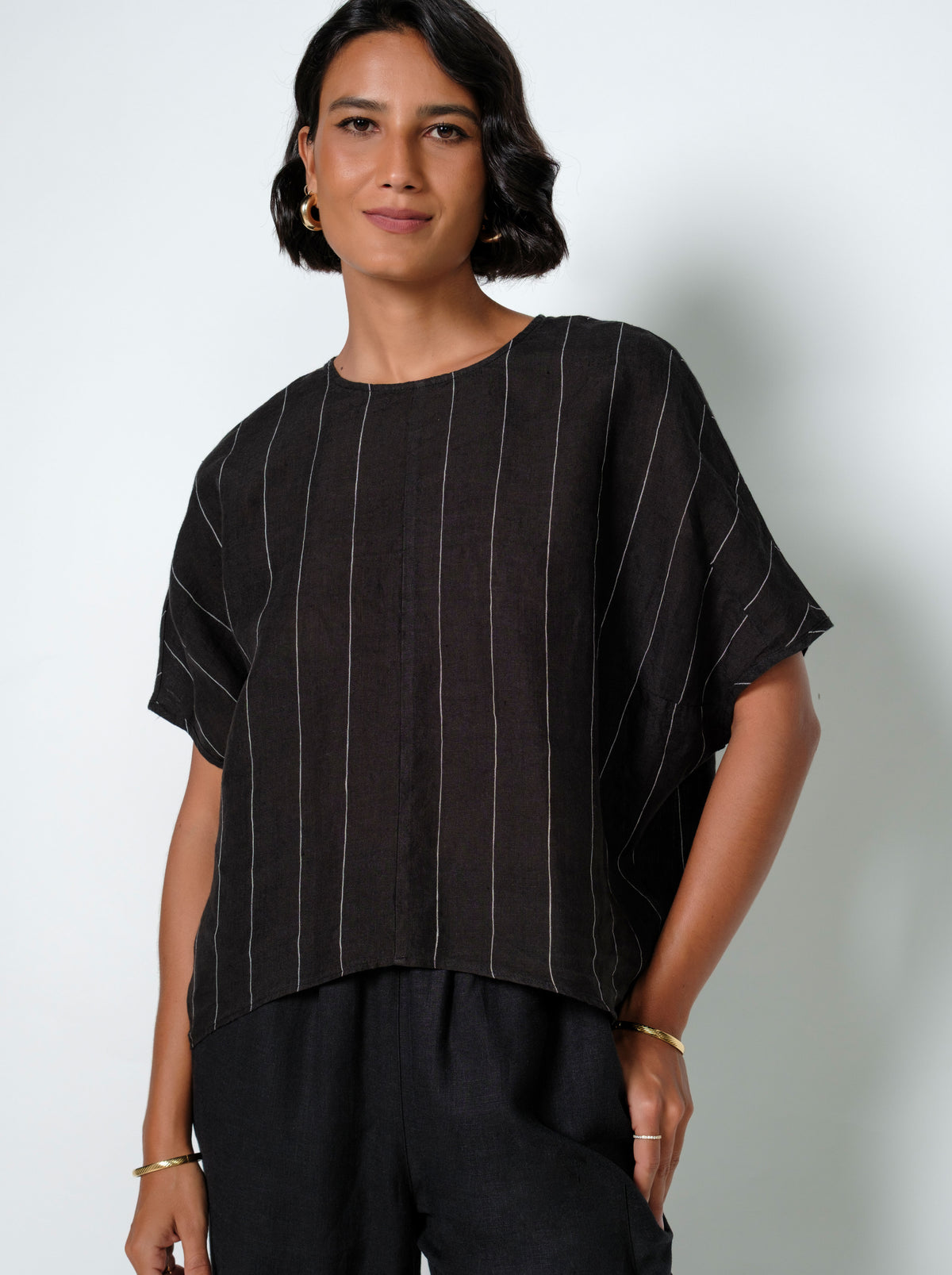 Brady Linen Short Sleeve Top
