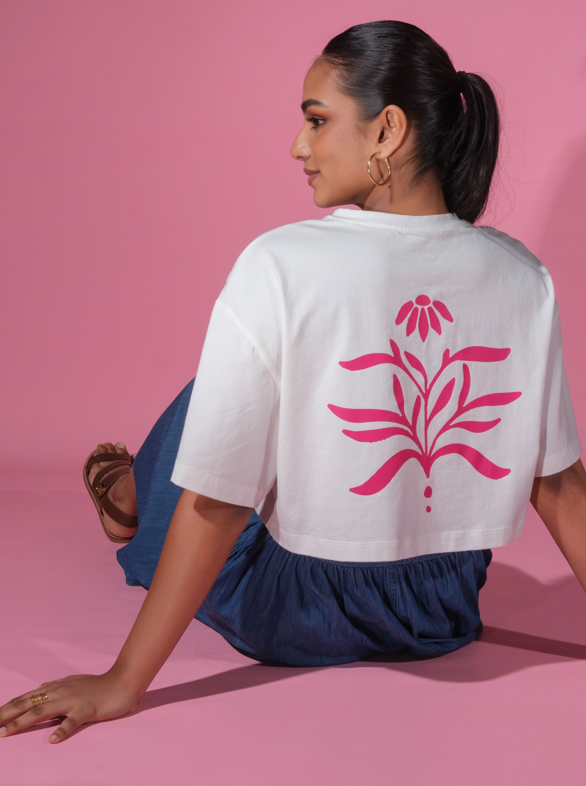Flower Cropped Graphic Tee