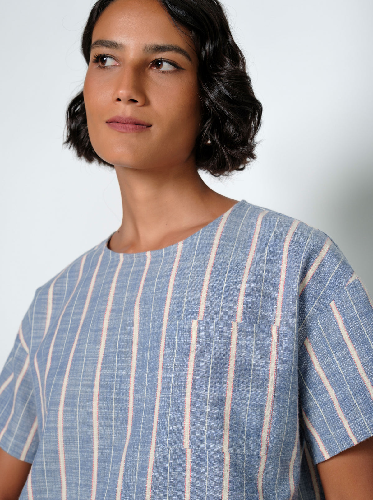 Kensy Striped Linen Top