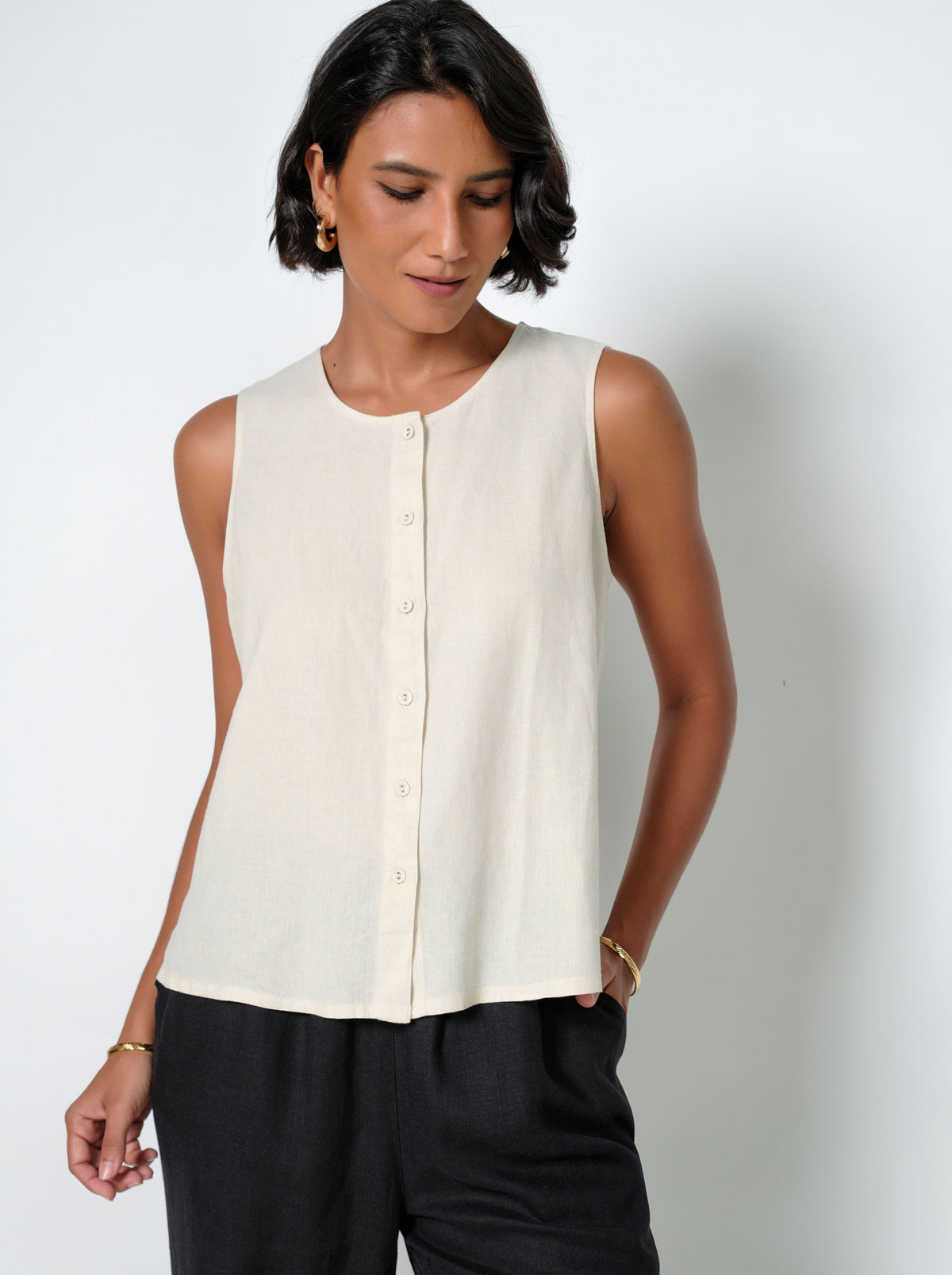 Ines Sleeveless Linen Top