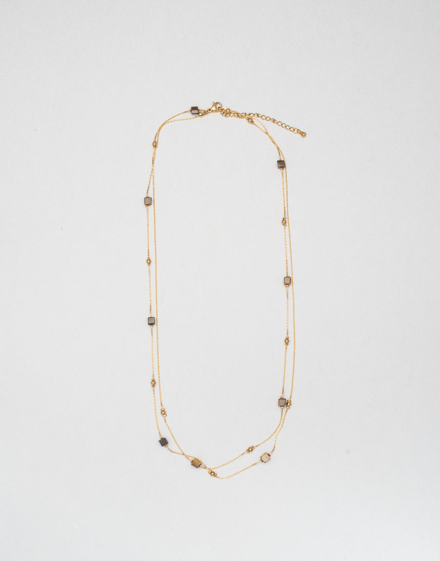 Two Layered Brown Bead Necklace