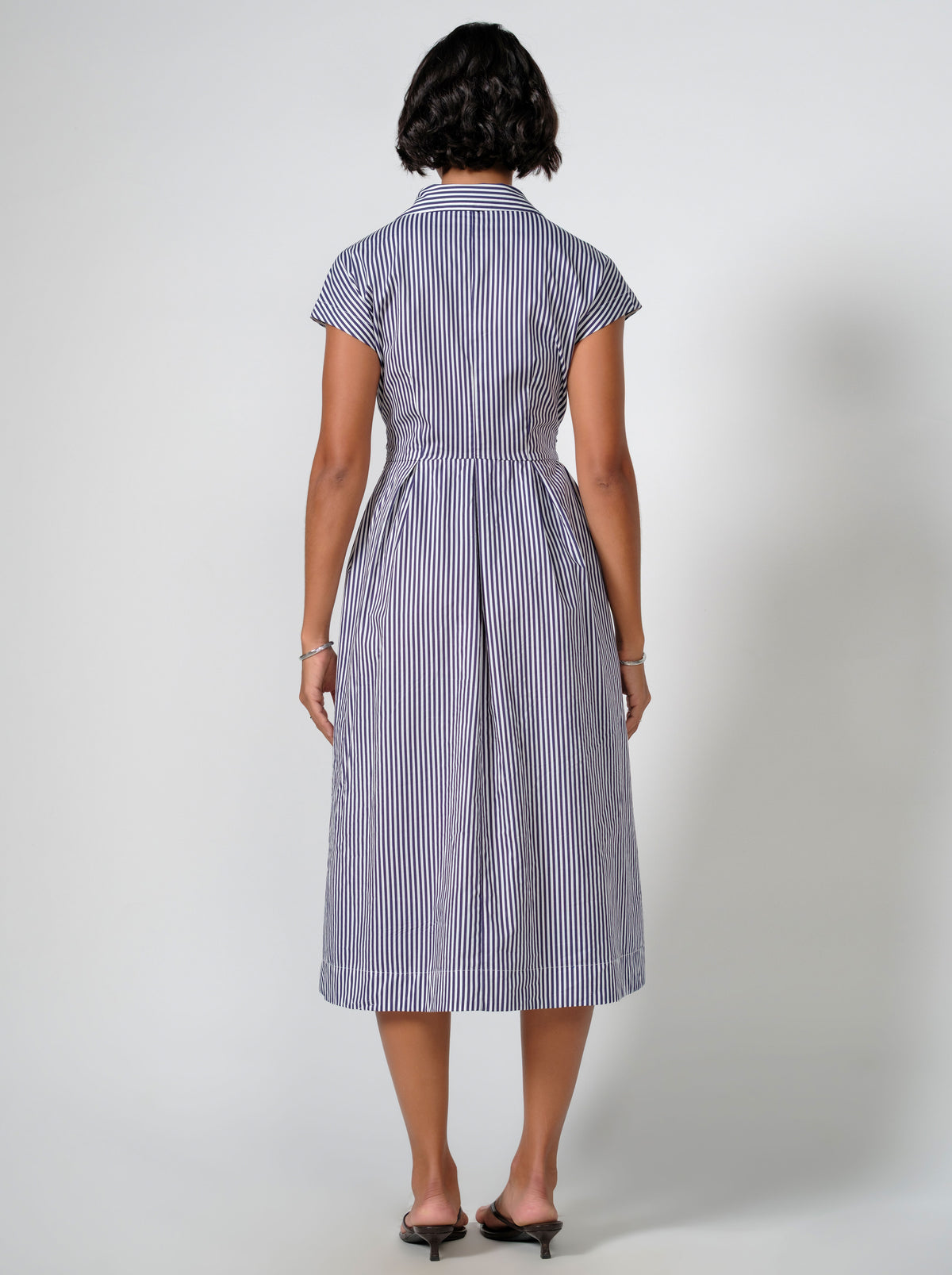 Jane Blue Striped Cotton Midi Dress