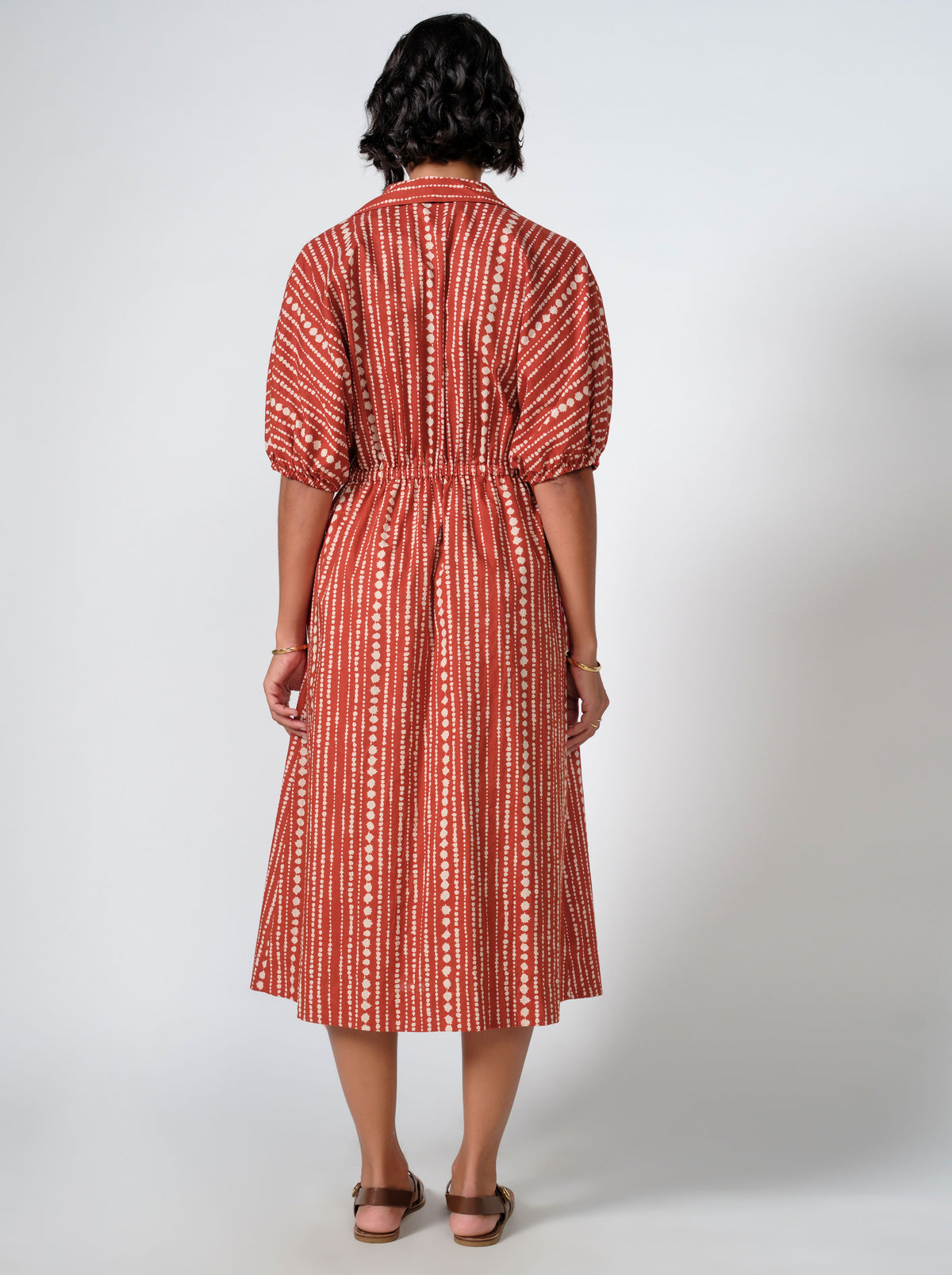Yara Cotton Printed Button Down Midi Dress