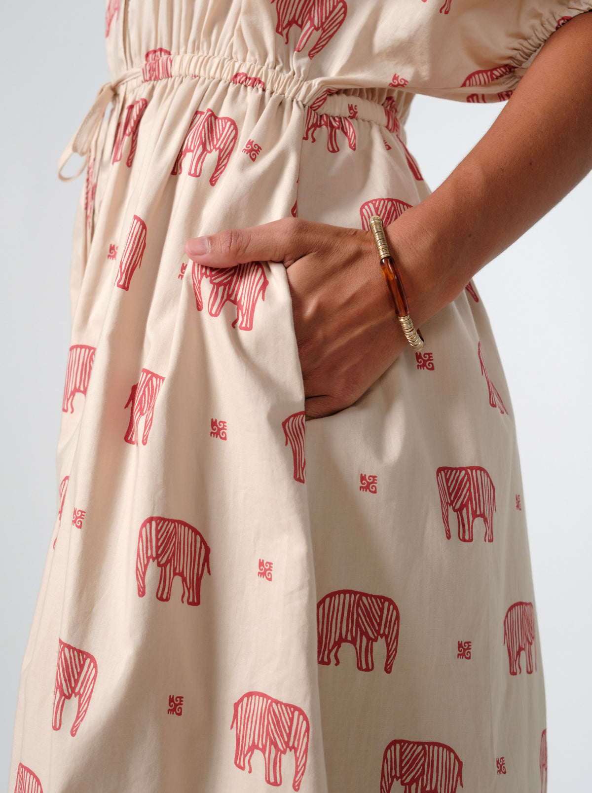 Yara Cotton Printed Button Down Midi Dress