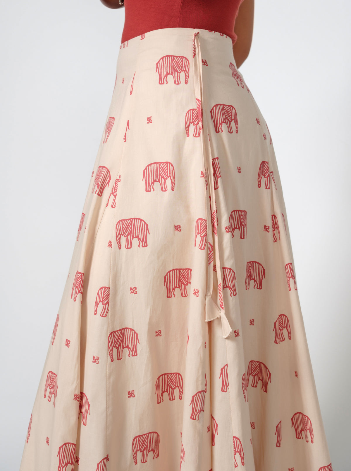 Aurora Mahali Cotton Printed Panel Maxi Skirt
