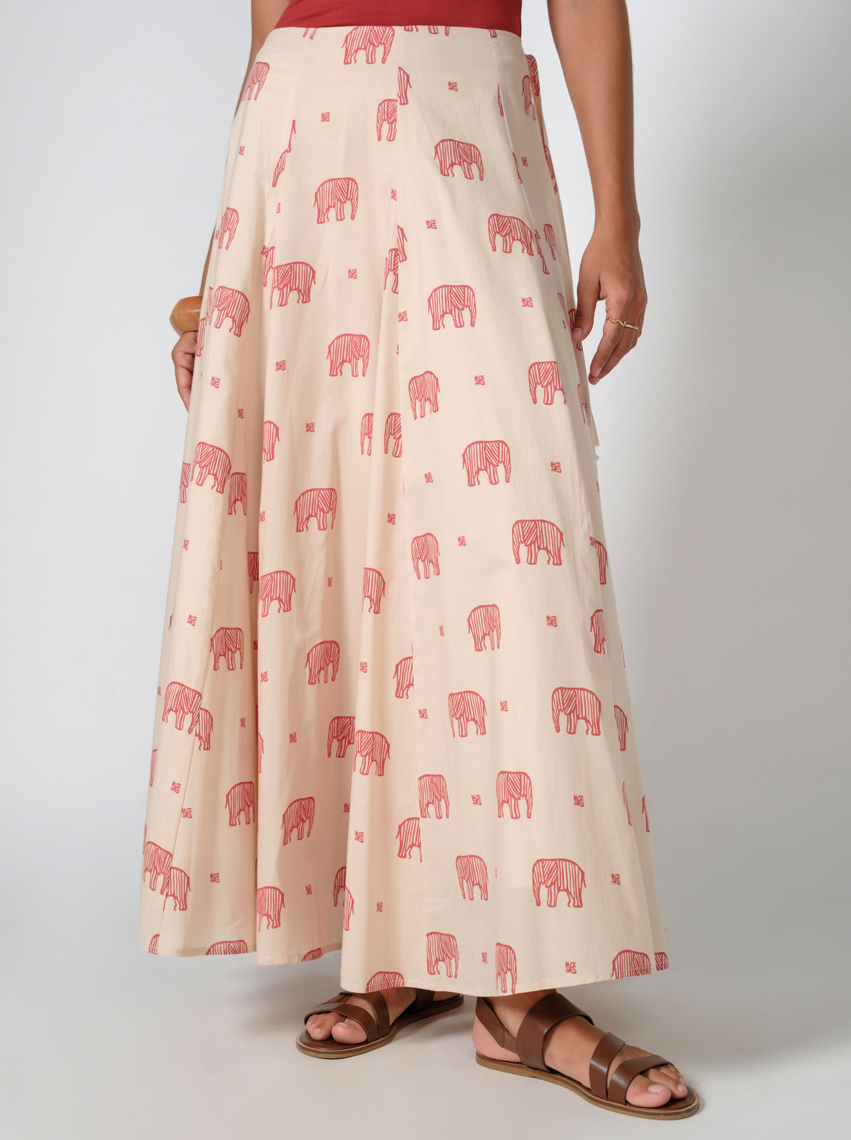 Aurora Mahali Cotton Printed Panel Maxi Skirt
