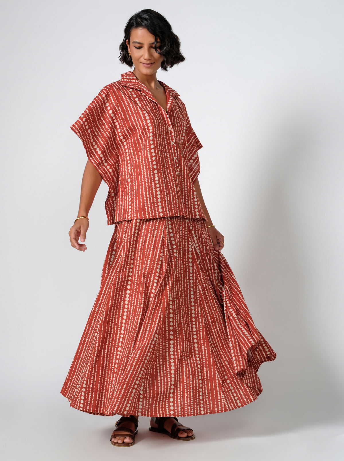 Aurora Mahali Cotton Printed Panel Maxi Skirt