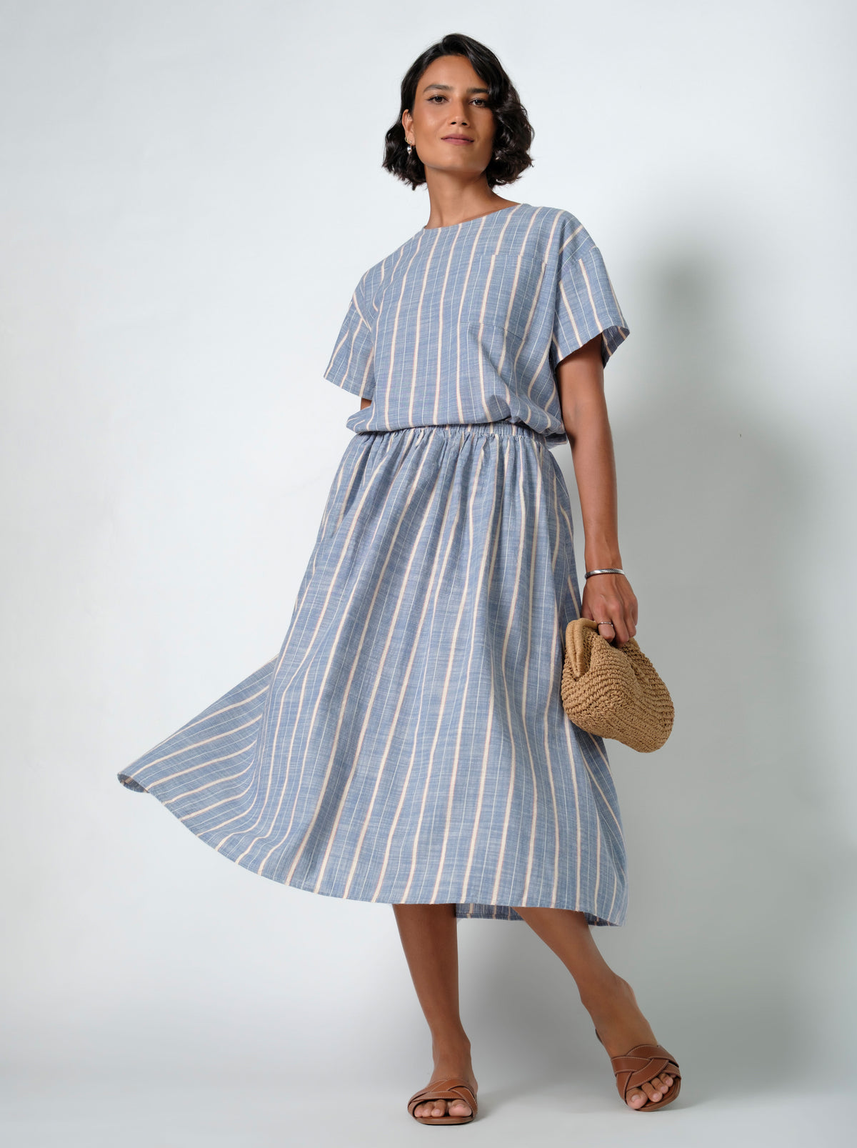 Leah Striped Linen Skirt