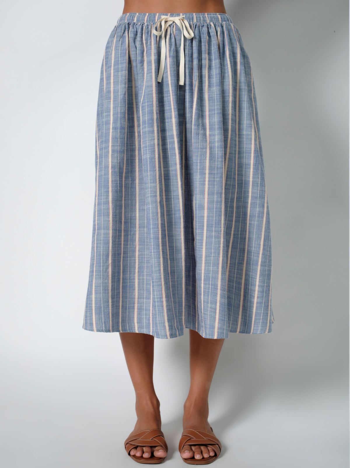 Leah Striped Linen Skirt
