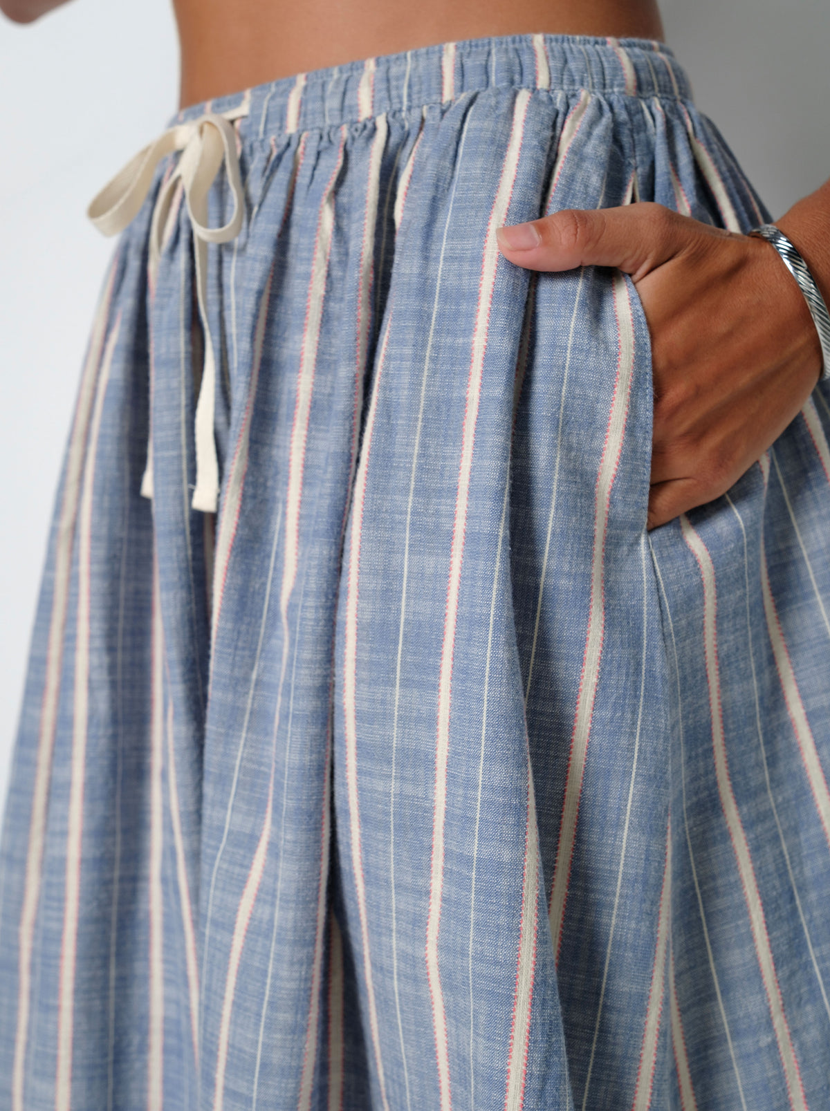 Leah Striped Linen Skirt