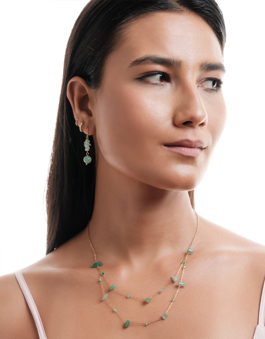 Pearl Hagging Earing in Green