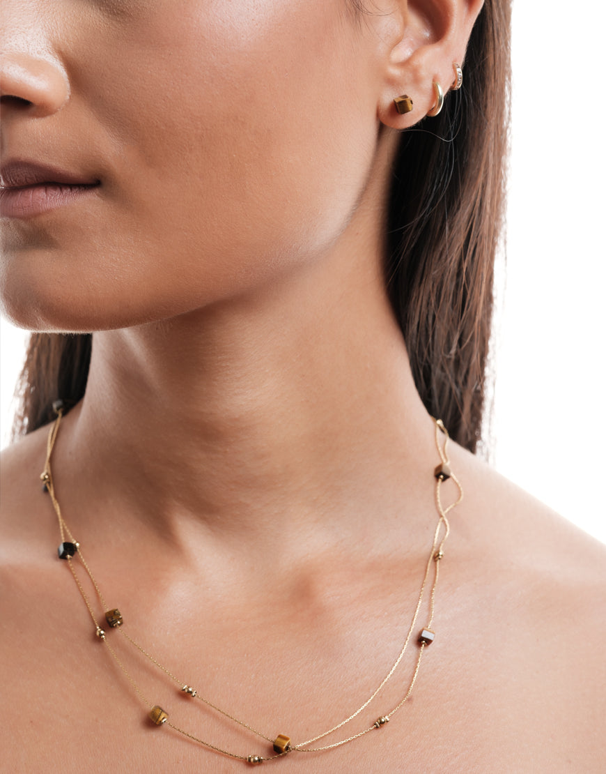 Two Layered Brown Bead Necklace