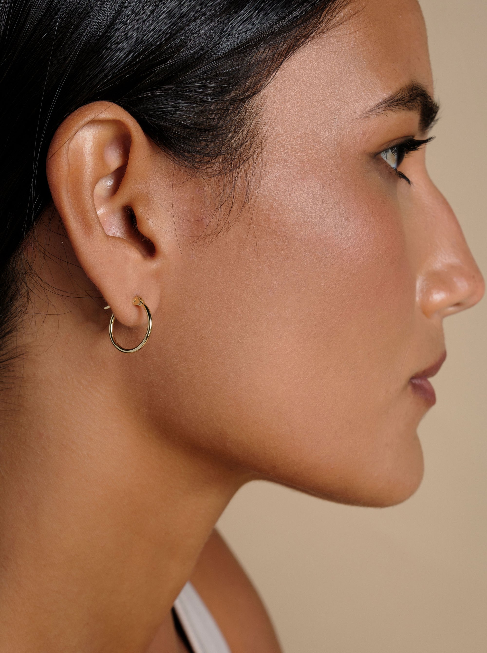 Latch-Back S Silver 14K Plated Slim Hoop