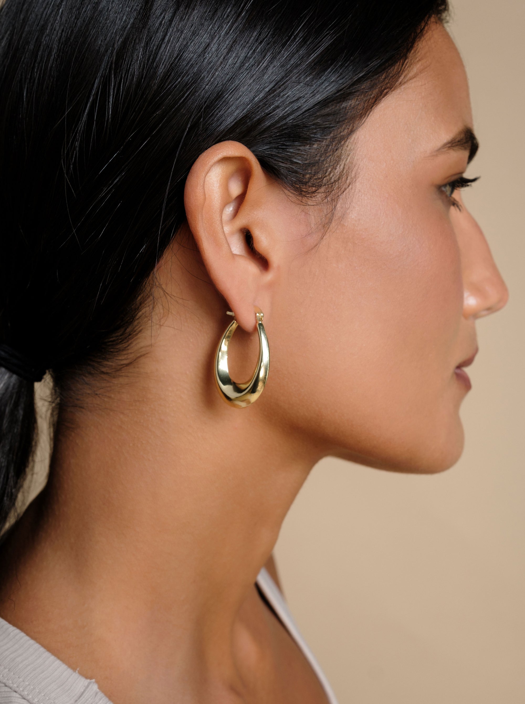 Latch-Back 14K Plated Chunky Hoop