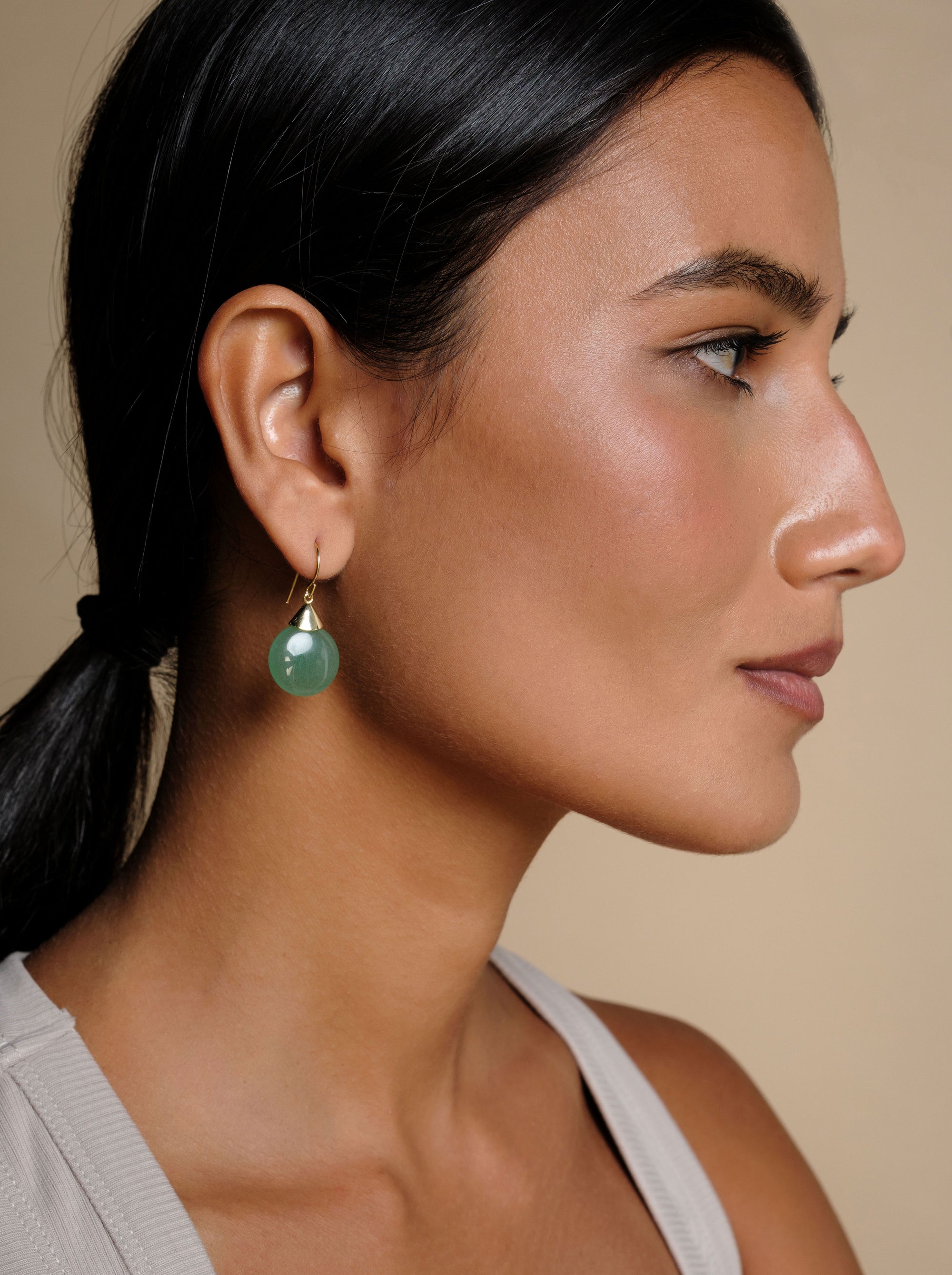 S. Silver Aventurine  14K Plated Drop  Earing