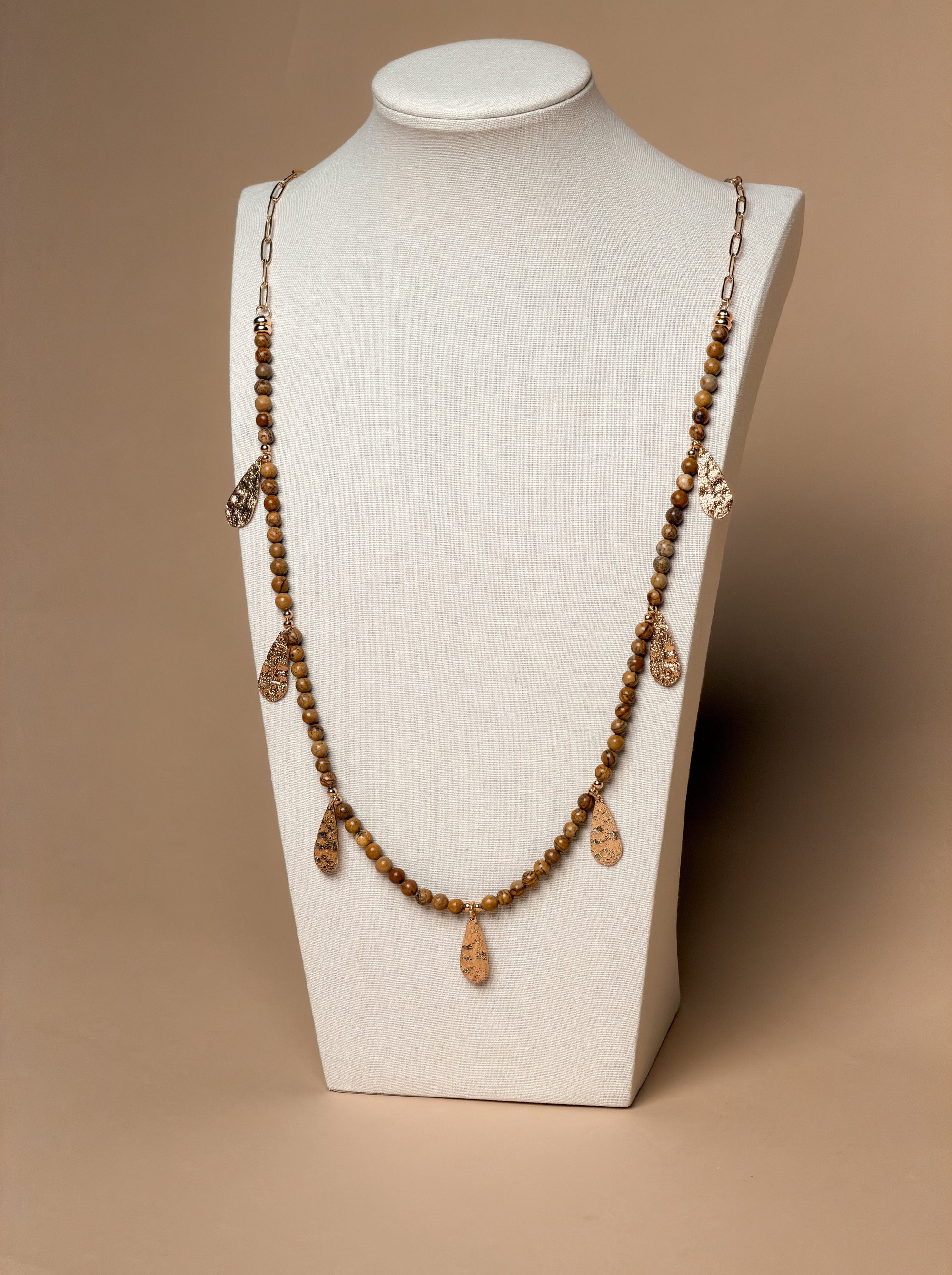 Long Wooden Beaded Necklace